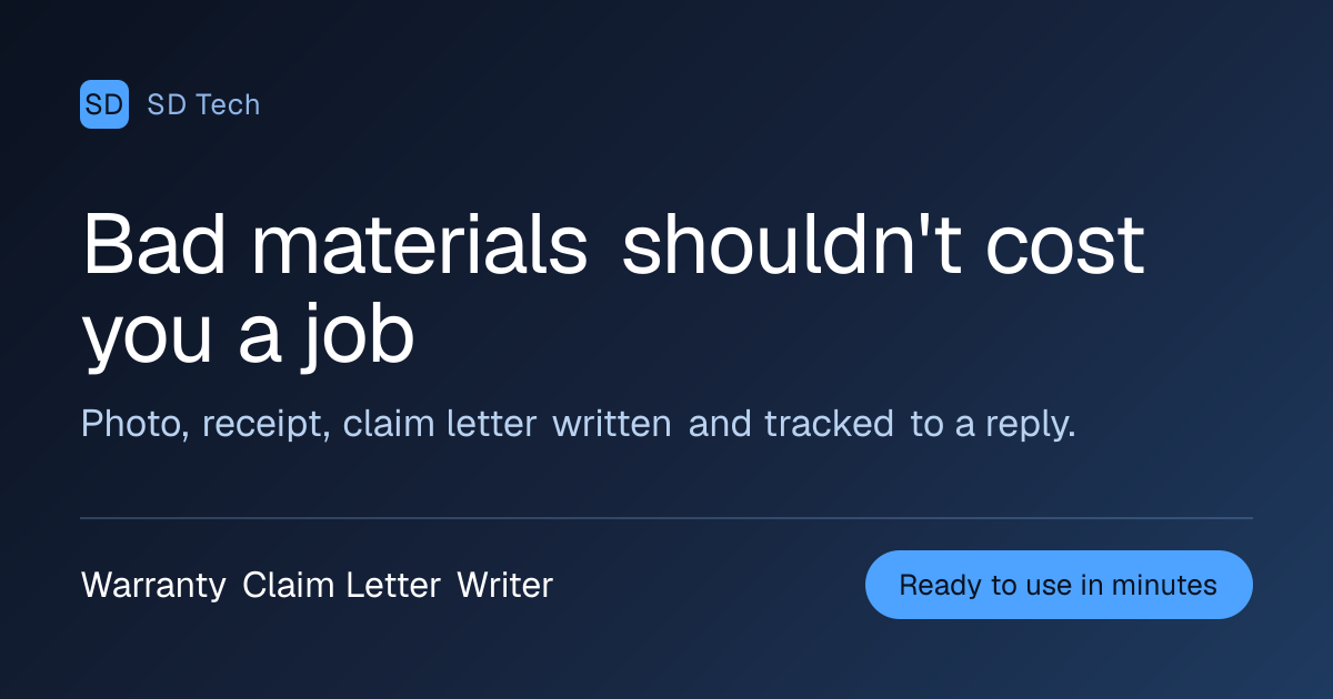 Warranty Claim Letter Writer — Stop eating the cost of defective materials because the paperwork was too tedious.